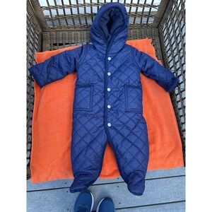 Ralph Lauren Polo Size 6M Baby Snowsuit Navy Blue Quilted Bunting Boys Girls